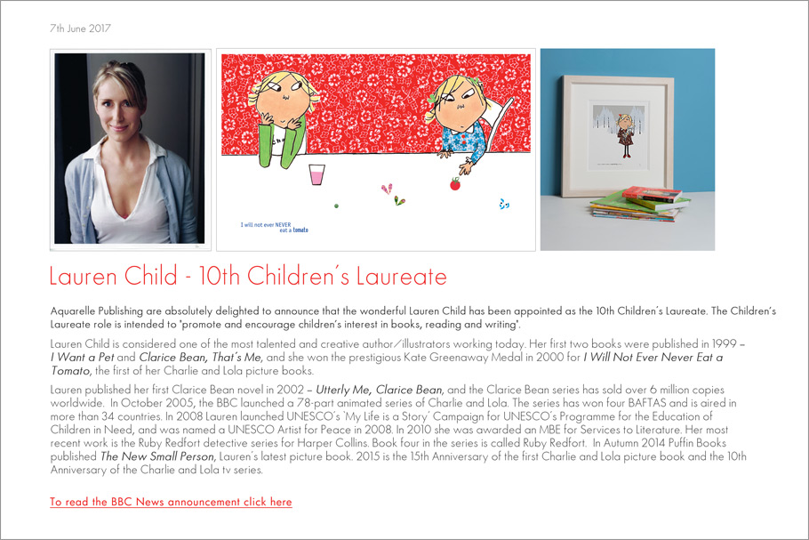 Lauren Child 10th Children's Lareate